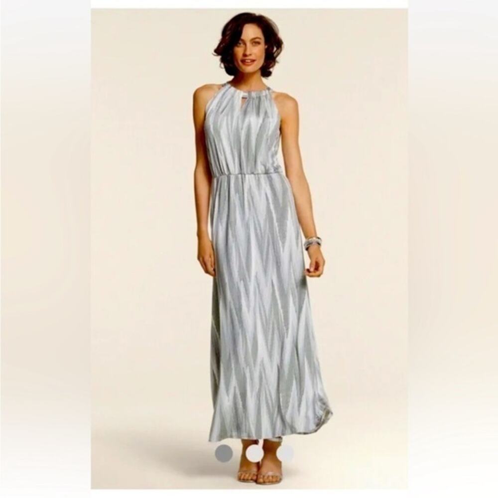 Chico's Women's Grey & White Maxi Dress‎ Size 3 US Size 12-14